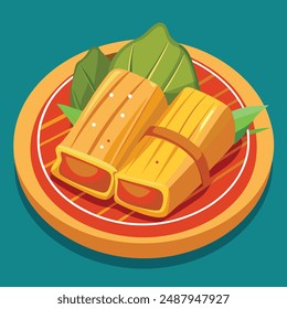 Ilustración de Arte vectorial de tamales de comida mexicana