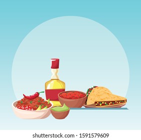 Mexican food and tequila design, Mexico culture tourism landmark latin and party theme Vector illustration