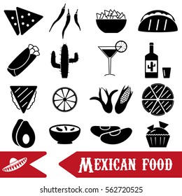 mexican food theme set of simple icons eps10