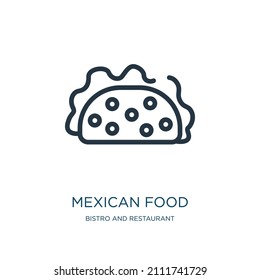 mexican food thin line icon. food, drink linear icons from bistro and restaurant concept isolated outline sign. Vector illustration symbol element for web design and apps.