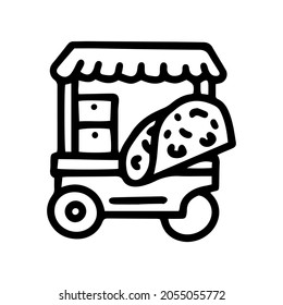 mexican food trade cart line vector doodle simple icon