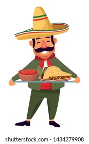 mexican food and tradicional culture with a mariachis man with mexican hat, moustache and tequila bottle closeup avatar cartoon character portrait vector illustration graphic design