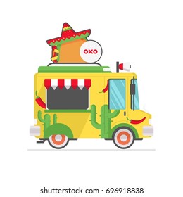 Mexican Food Truck Icon Vector Illustration