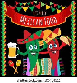 Mexican food. Vector design template for Mexican restaurant.
