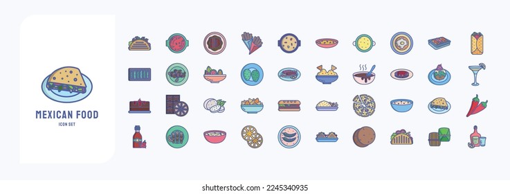 Mexican Food Vector icons set, Restaurants fast food vector illustration