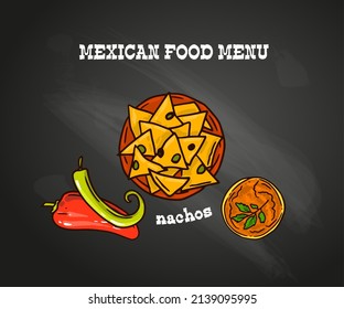 Mexican food vector illustration. Hand drawn beautiful picture with mexican national kitchen