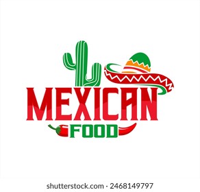 mexican food vector logo sticker sombrero hat symbol for mexican cuisine restaurant or fast food