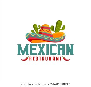 etiqueta engomada del logotipo del Vector de comida mexicana sombrero para el restaurante de comida mexicana o comida rápida