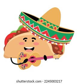 Mexican food vintage design with taco vector character.