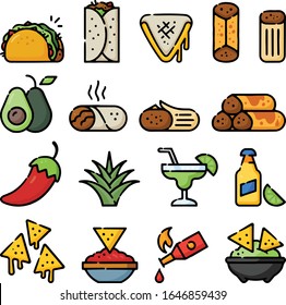 Mexican Foods Doodle Sketch Icon Set