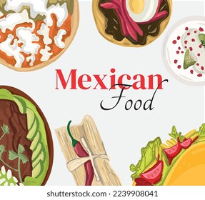 Mexican foods vector. Best Mexican Dishes. Latin american food set illustration.