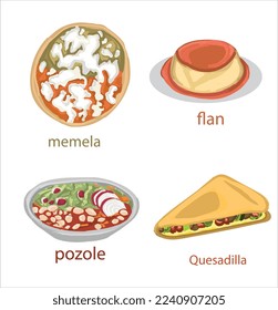 Mexican foods vector. Best Mexican Dishes. Latin american food set illustration.
