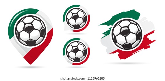 Mexican football vector icons. Soccer goal. Set of football icons.