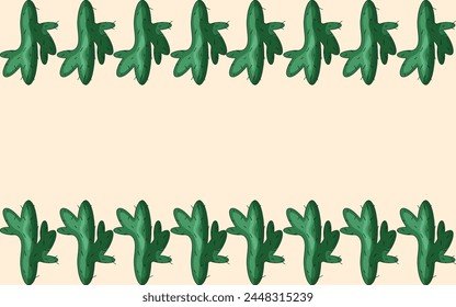 Mexican Frame with Cartoonish Cactus isolated sand background with Blank Field. Mexican Cacti Border with Copy Space. Y2K Vector aesthetic. Editable stroke. EPS 10