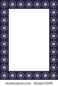 Mexican frame with floral ornament in blue. Mexican papel picado style with floral pattern. Isolated vector illustration.