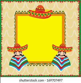 Mexican frame with man in sombrero 