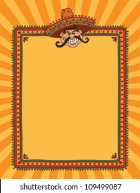 Mexican frame with man in sombrero. Vector version.