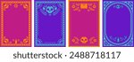 Mexican Frames collection. Wedding, Cinco de Mayo, Fiesta, Dia De Los Muertas, Day of the dead, Mexican holiday. Vector vertical banner, cards design