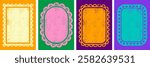 Mexican Frames collection. Wedding, Cinco de Mayo, Fiesta, Dia De Los Muertas, Day of the dead, Mexican holiday. Vector vertical banner, cards design