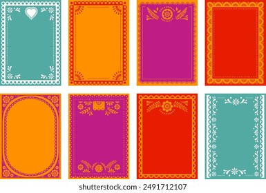 Colección de marcos mexicanos. Boda, Cinco de Mayo, Fiesta, Día De Los Muertas, Día de los Muertos, Fiesta Mexicana. Anuncio de Vertical de Vector, diseño de tarjetas