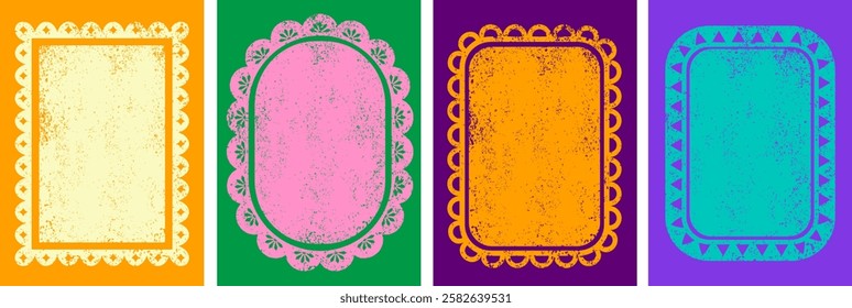 Mexican Frames collection. Wedding, Cinco de Mayo, Fiesta, Dia De Los Muertas, Day of the dead, Mexican holiday. Vector vertical banner, cards design