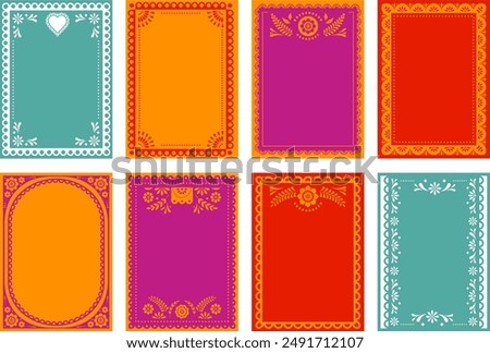 Mexican Frames collection. Wedding, Cinco de Mayo, Fiesta, Dia De Los Muertas, Day of the dead, Mexican holiday. Vector vertical banner, cards design