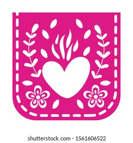 mexican garland hanging with heart vector illustration design