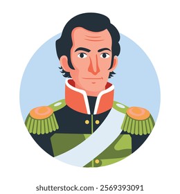 Mexican general character illustration in flat style 