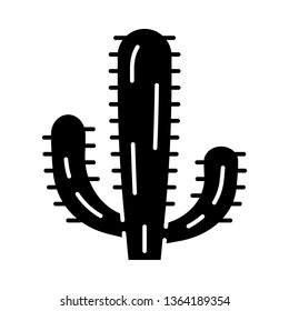Mexican giant cactus glyph icon. Cardon. Elephant cactus. Mexican flora. Tallest cacti. Silhouette symbol. Negative space. Vector isolated illustration svg