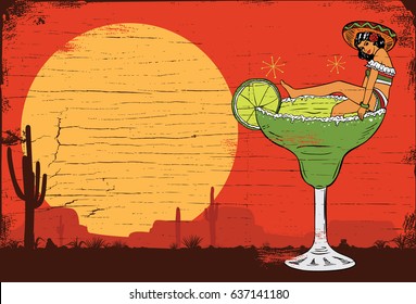 A Mexican girl in a margarita cocktail, vector