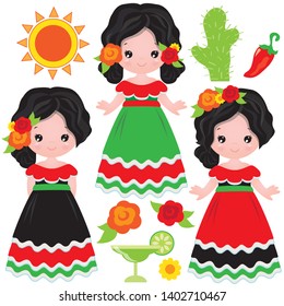 Mexican Girl Vector Cartoon Illustration 260nw 1402710467 