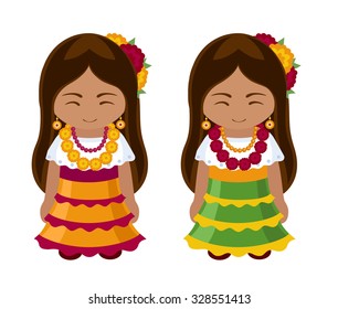 Mexican girls in national dress.