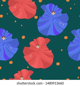 Mexican girls skeletons dancing. Seamless pattern. Vector graphics.