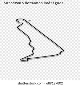 Mexican Grand Prix Race Track. Circuit For Motorsport And Autosport. Vector Illustration. Autódromo Hermanos Rodríguez