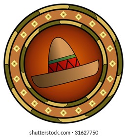 Mexican graphic with sombrero and hot colors over white