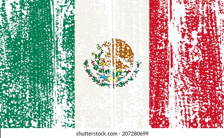 Mexican grunge flag. Vector illustration. Grunge effect can be cleaned easily.
