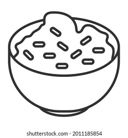 Mexican guacamole dip in bowl line art icon for apps or websites