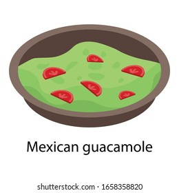Mexican guacamole icon. Isometric of mexican guacamole vector icon for web design isolated on white background