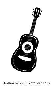 mexikanische Gitarre, Cinco de mayo Symbol, schwarz gefülltes Vektordesign-Element