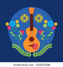 Mexican guitar design, Mexico culture tourism landmark latin and party theme Vector illustration