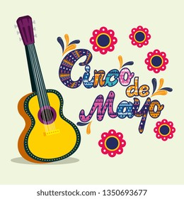 mexican guitar with flowers to mexican event