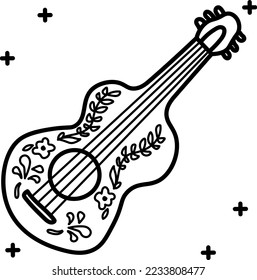 Mexican guitar hand drawn icon vector design