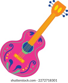 Mexican guitar hand drawn illustration element