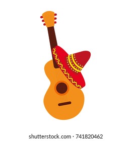 mexican guitar and hat traditional instrument musical