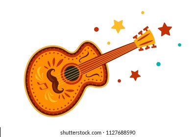Mexican Guitar. Illustration of isolated a guitar on white background