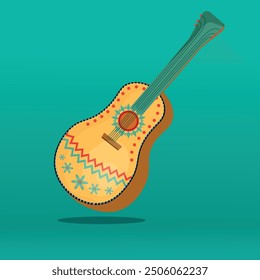 Mexican guitar isolated on plain background, musical instrument