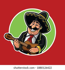 mexican with guitar logo with circle