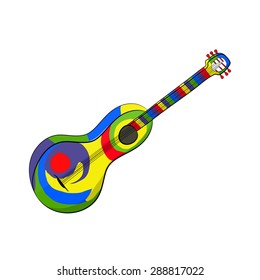 Mexican Guitar on the white background