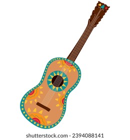 Mexican guitar. Traditional hispanic music instrument with ornament and pattern.