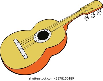 Mexican guitar vector illustration Yellow, orange, black and white colors